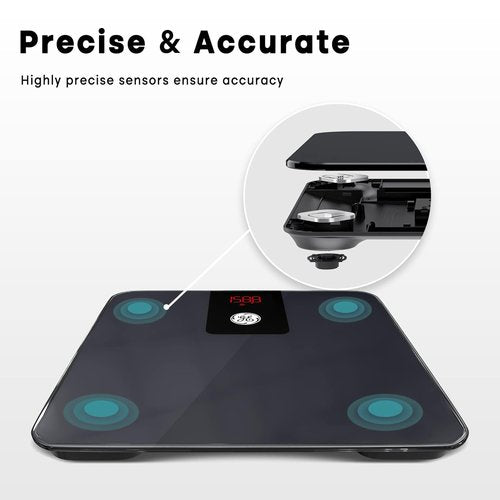 GE Digital Bathroom Scale - Smart Bluetooth Body Weight & BMI Tracker | Accurate 400lb Capacity, Black