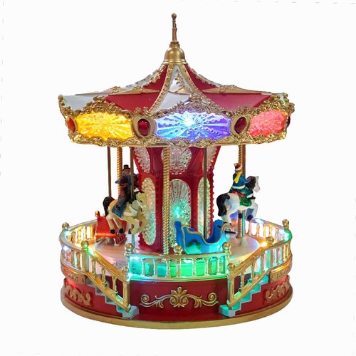 Animated Christmas Carousel by 9 - Musical LED Lights for Festive Home Tabletop Decoration