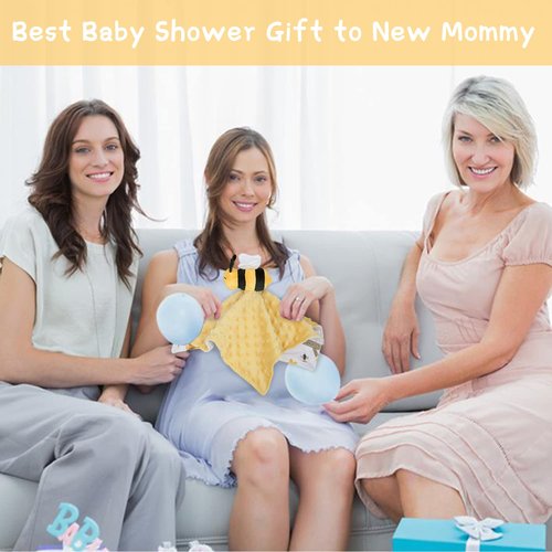 BORITAR Baby Security Blanket - Soft Unisex Lovey for Newborns | Snuggle Toy Bee Stuffed Animal, 14 Inch Yellow