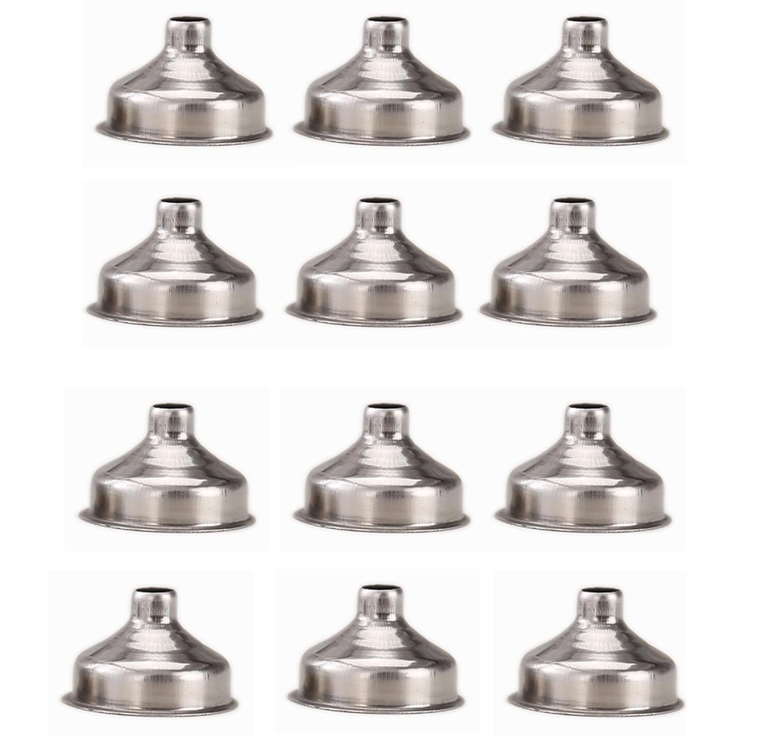 Skiennix Mini Funnels - 12 Pcs Stainless Steel for Bottles, DIY Lip Balms & Cooking Spices