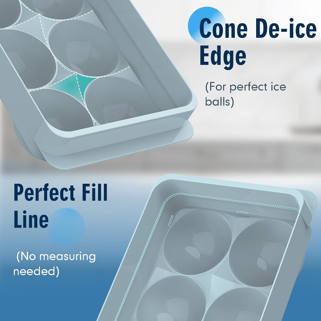 Skiennix Large Ice Ball Maker Mold - 2.5" Round Ice Cube Tray for Whiskey & Cocktails | 8 Sphere Ice Balls, Easy Release