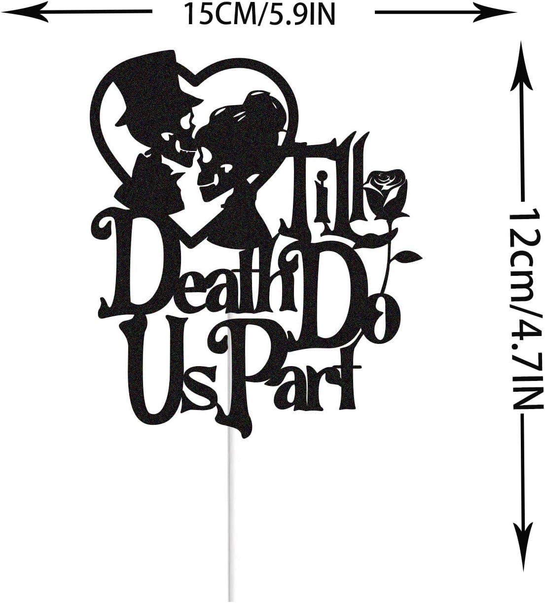 Till Death Do Us Part Cake Topper - Skull Silhouette for Halloween Weddings & Day of the Dead Celebrations
