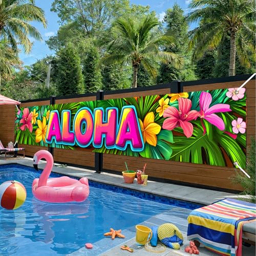 Aloha Hawaiian Banner 79 x 18 Inch - Tropical Luau Party Decoration