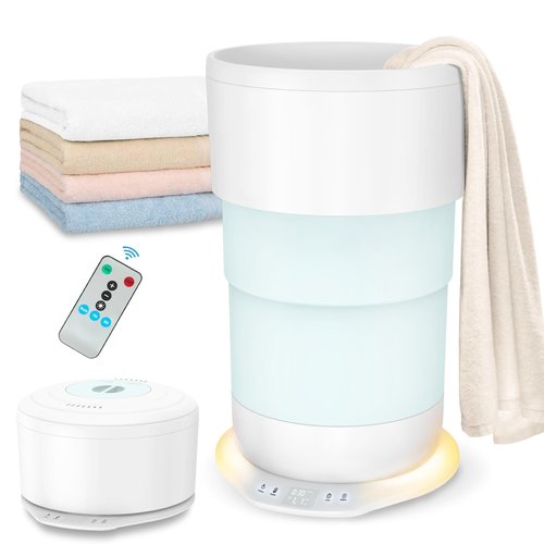25L Large Towel Warmers for Bathroom, Upgrade Foldable Towel Warmer Bucket with Time Setting and Ambient Lighting, Auto Shut Off, Fits Up to Two 40"X70" Oversized Towels, Bathrobes, Blanket Warmer