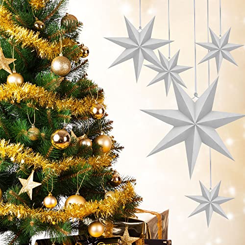 12 Pack White 3D Paper Star Lanterns for Christmas Wedding Party Home Decor