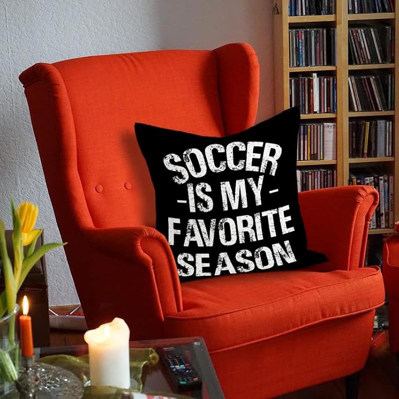 Soccer Throw Pillow Cover 18x18 Inch - Soft Flannel Black Decorative Case