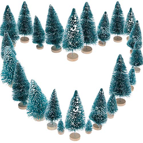 45 Pcs Mini Christmas Bottle Brush Trees Set - Artificial Snowy Pine Varieties
