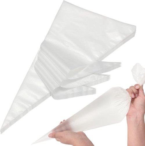 HOMIOVE 100-Pack Disposable Pastry Piping Bags - Thick Anti-Burst Tipless Icing Bags for Cupcakes & Cakes