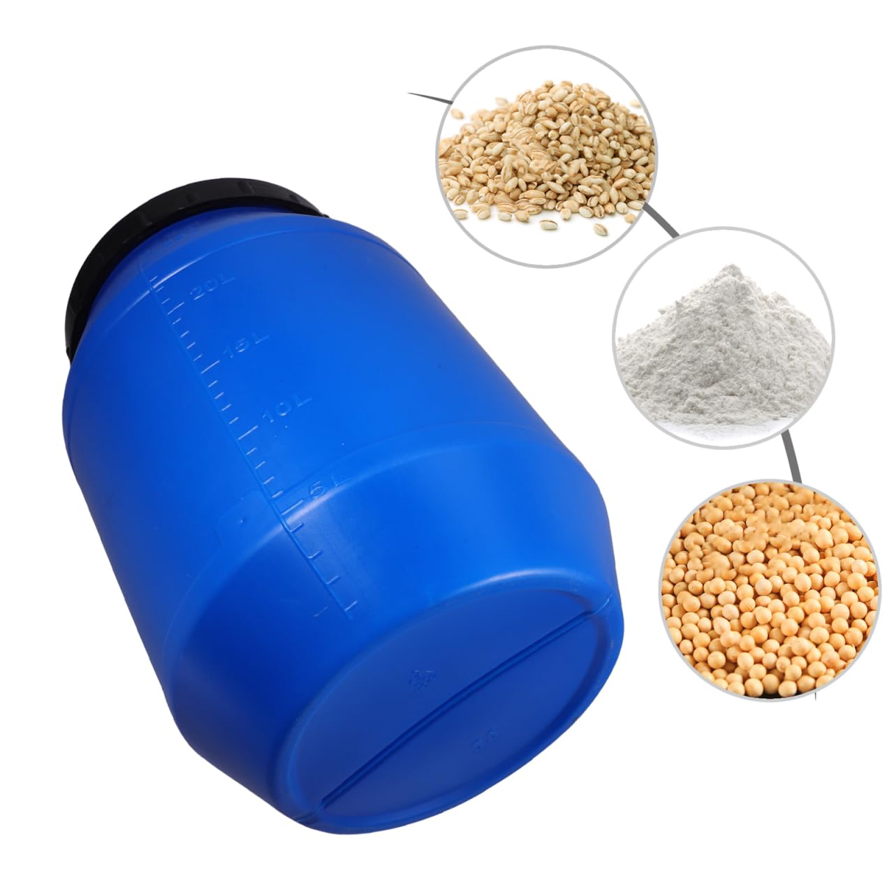 ULTECHNOVO Large Food Storage Bucket with Lid 17.71X11.81X11.81In Airtight Enzyme Barrel for Fermenting Ingredients Thick Safe Plastic Container with Handle for Pantry and Household Use