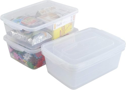 Inhouse 14 Quart Clear Storage Bins - Plastic Latching Containers with Lid | Set of 4 Shoe Boxes