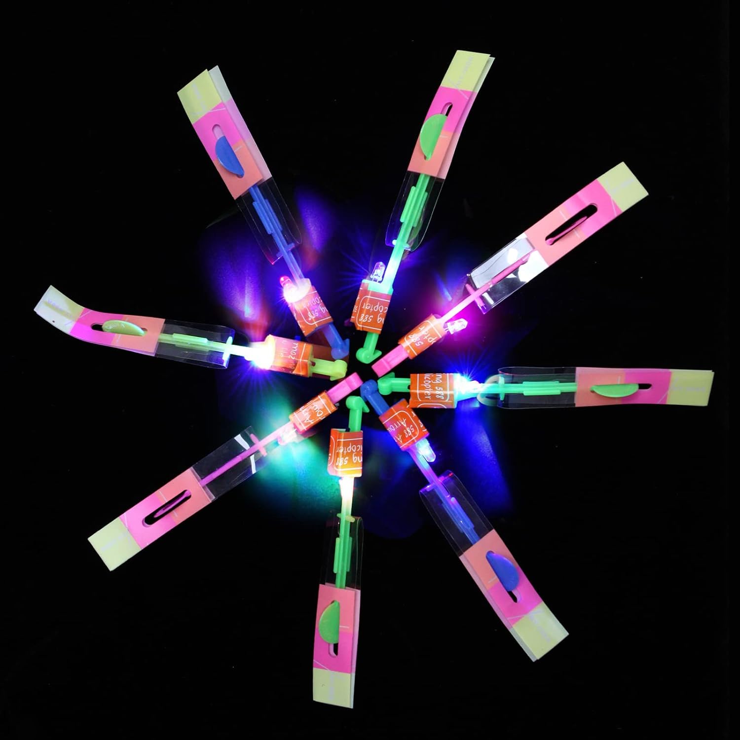 **LPVOQPTH LED Flying Toy Set - 25 Slingshot Glow Helicopters for Outdoor Fun | Glow in the Dark Party Favors for Kids (Ages 4-12)**