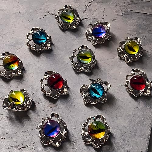 Furimuk Devil Eye Nail Charms, 24Pcs 3D Alloy Rhinestone Nail Art Decors