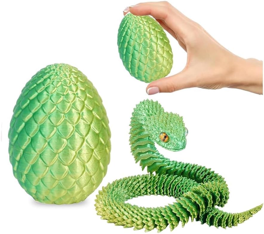 Skiennix 3D Printed Luminous Green Dragon Egg - Articulated Crystal Décor for Home & Office