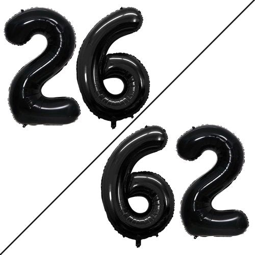 GOER Jumbo 26 Inch Foil Balloons - 26th Birthday Party Decorations | Black Helium Balloons