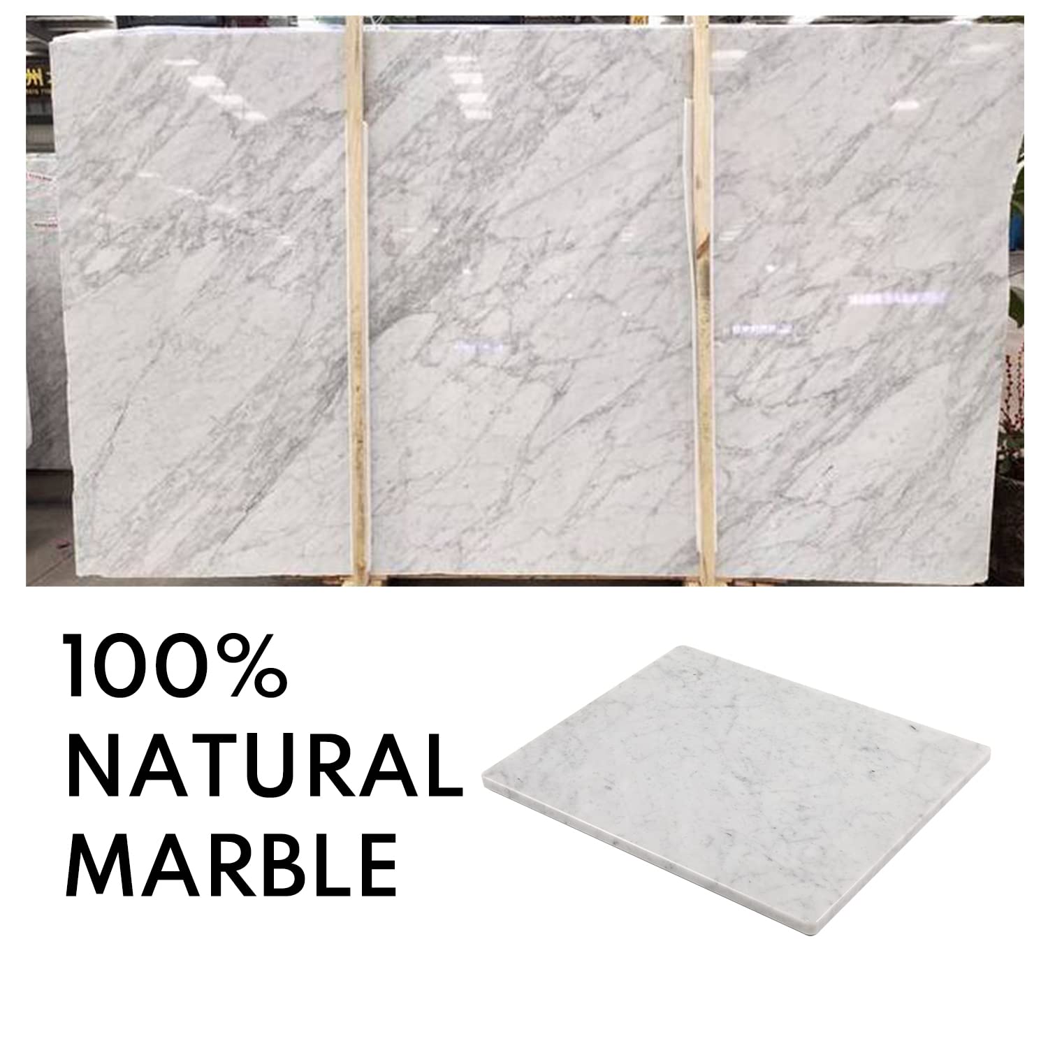 Lovdeco Carrara Marble Cutting Board 20x16 Inch, Pastry Board For Kitchen, Large White Marble Slab Gift With Non-Slip Feets, 1 Piece
