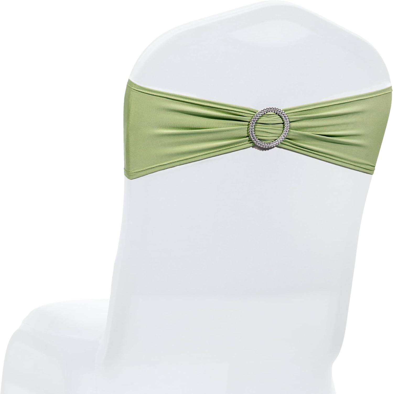 MDS Spandex Chair Sashes - Premium Stretch Covers with Buckle Slider | Universal Fit - Sage Green, Pack of 75