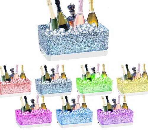 Plastic Colorful Ice Bucket for Parties,15Liter/4 Gallon Big LED Light Beverage Tub,Ice Bucket for Champagne/Beer/Drink/Wine/Cocktails/Bar,7-color