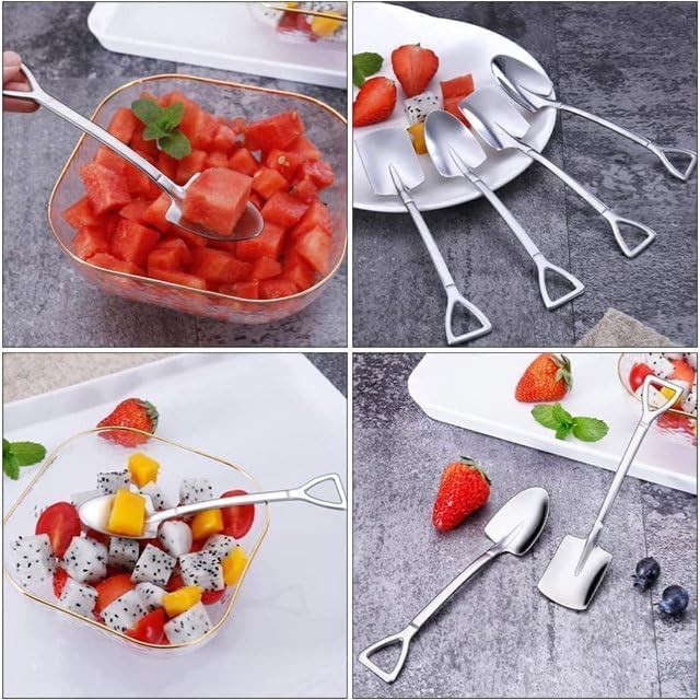10-Piece Silver Dessert Spoon Set - 4.8" Stainless Steel Spoons