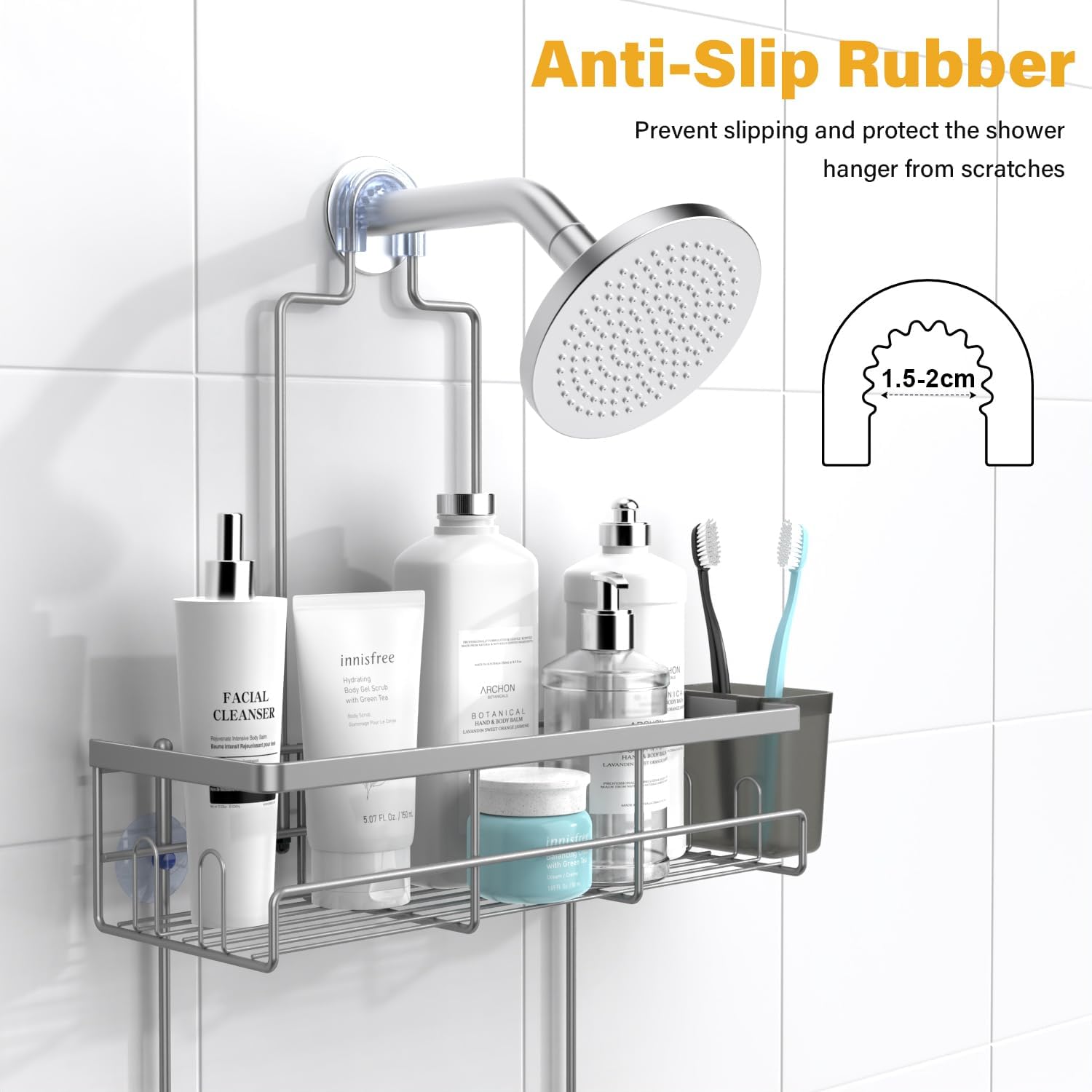 AKTECKE Shower Caddy - Rustproof Hanging Bathroom Organizer for Shampoo & Soap | No-Drill Design