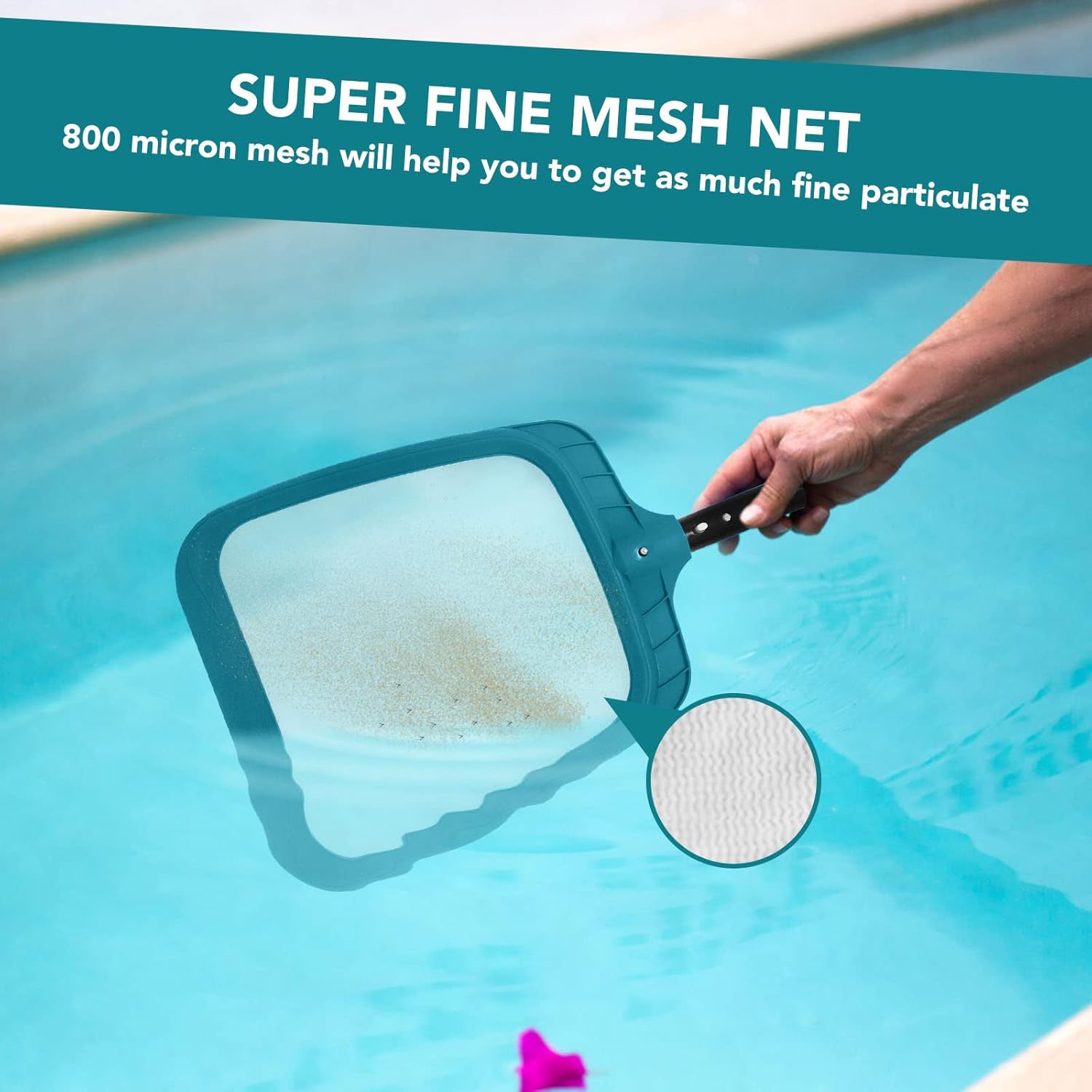 POOLWHALE Professional Pool Skimmer Net - Heavy Duty Fine Mesh for Fast Debris Removal | Fits Standard Poles