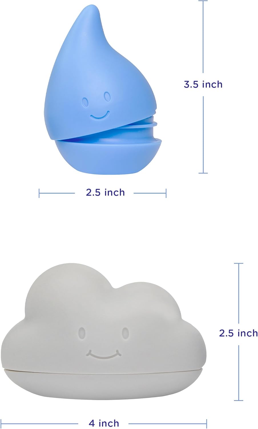 Ubbi Silicone Bath Squeeze Toys - Fun Interactive Cloud & Droplet Design | Set of 2 for Toddlers