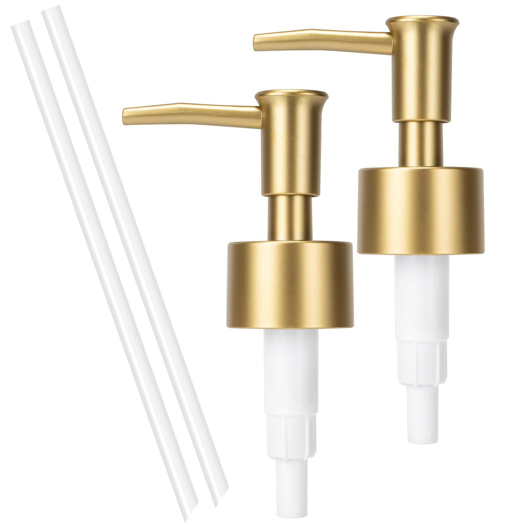 Plastic Soap Dispenser Pump Replacement for Standard 28/400 Thread Size for Your Lotion or Dish Soap Refill Dispenser Kitchen Bathroom 2 Pack(Gold)