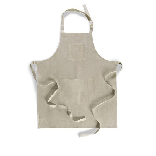 Solino Home Linen Bib Apron for Men & Women - 100% Pure Linen Light Natural Kitchen Apron with Front Pockets - Handcrafted from European Flax