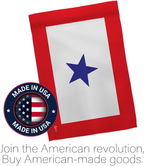 Blue Star Flag - Military Family Deployment Banner with Pole Set | Outdoor Yard Decor & Memorial Gift