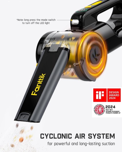 Fanttik Fold V10 APEX Cordless Car Vacuum - 17000Pa Suction Power, Smart LED Display, Portable Design