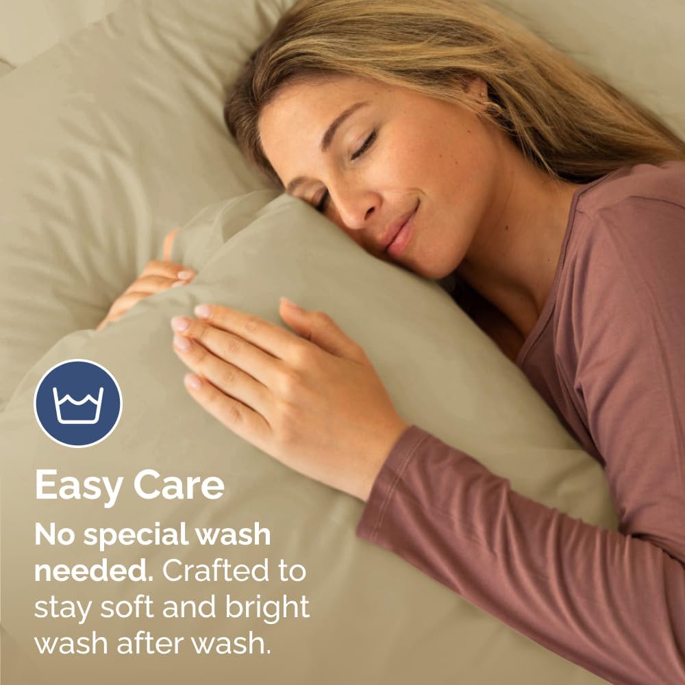 Queen Pillow Cases Set of 4 | Ultra Soft Hotel Quality Covers - Cozy, Wrinkle-Free, Stain Resistant - Beige