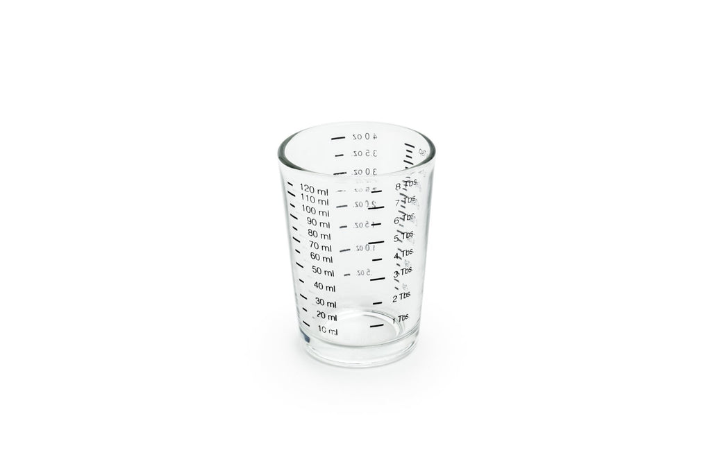 Fox Run Mini Multi-Purpose Liquid and Dry Measuring Shot Glass, Set of 2, 4-Ounce Cups, Clear, Small