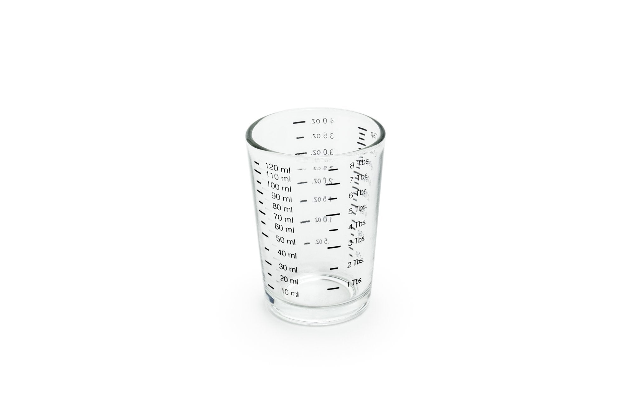 Fox Run Mini Multi-Purpose Liquid and Dry Measuring Shot Glass, Set of 2, 4-Ounce Cups, Clear, Small