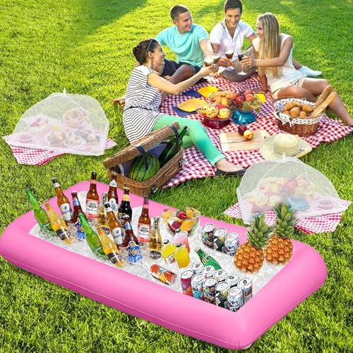 Inflatable Ice Buffet Serving Tray - Heavy-Duty Drink Cooler for Parties