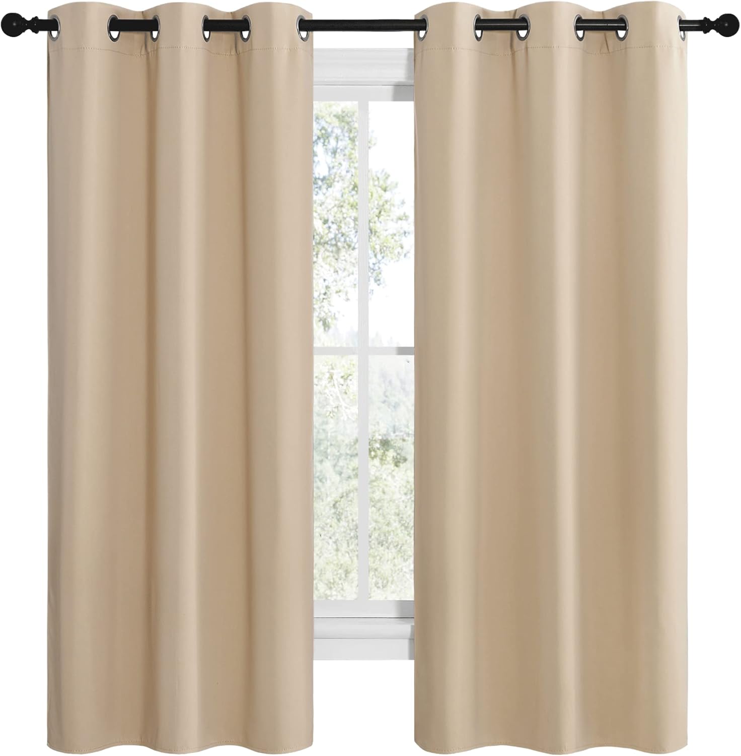 NICETOWN Room Darkening Curtain Panels - Thermal Insulated Grommet Drapes, Biscotti Beige, 2 Panels (W42 x L68)