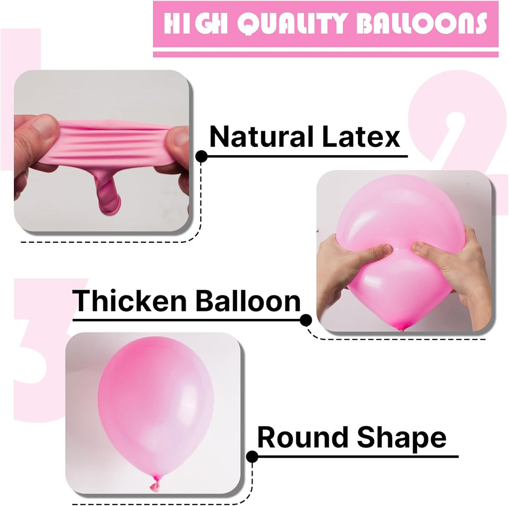 PartyWoo Pink Balloons - 101pcs 12 Inch Matte Pink Balloon Arch Kit for Baby Shower & Birthday Celebrations