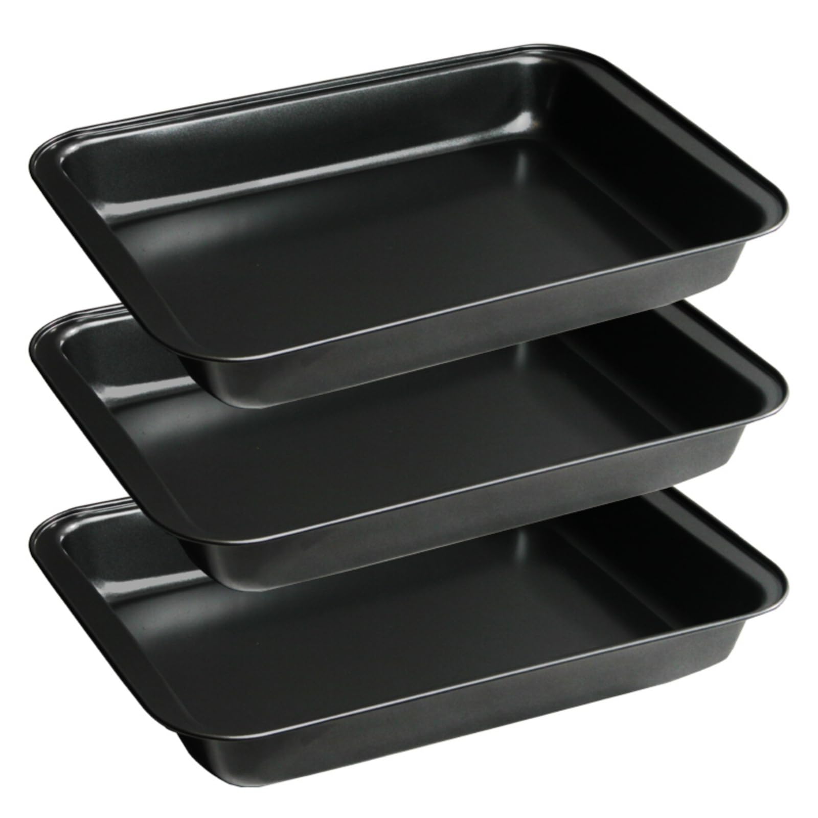 FISDEN Set of 3 Rectangular Cake Pan, Non-Stick Baking Pan for Oven, 9 x 13 Inch Deep Cookie Sheet Tray, BPA Free Bakeware for Brownie Lasagna Casserole Bread