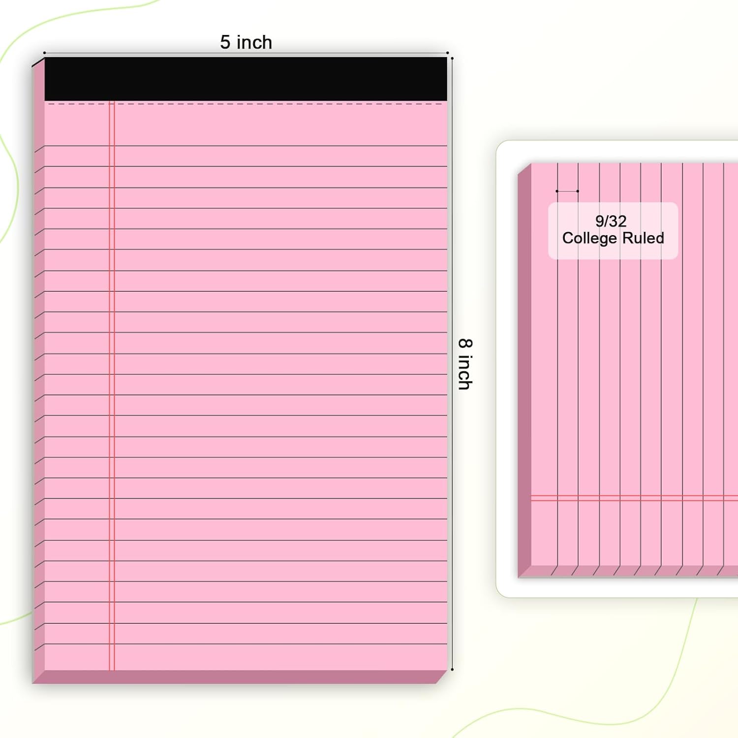 Skiennix 5-Pack Small Note Pads - 5x8 College Ruled Perforated Writing Pads | 30 Sheets Each