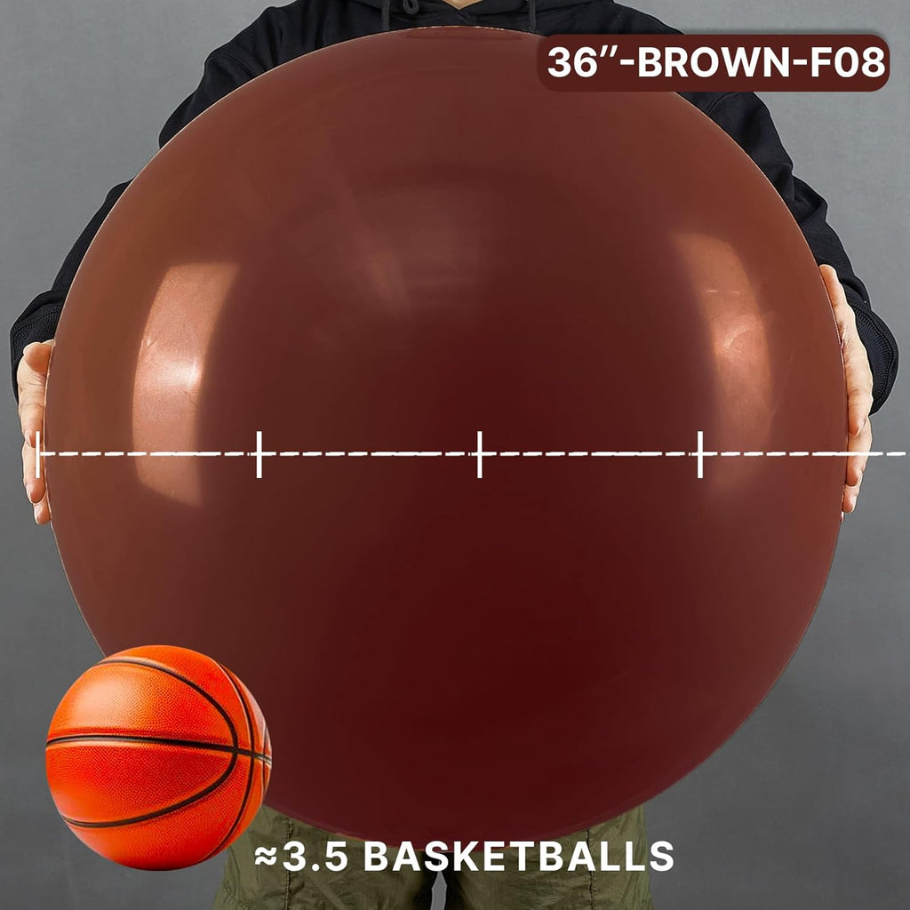 PartyWoo Dark Brown Balloons - 36 Inch Boho Neutral Coffee Tan Latex for Graduation & Baby Shower Decor