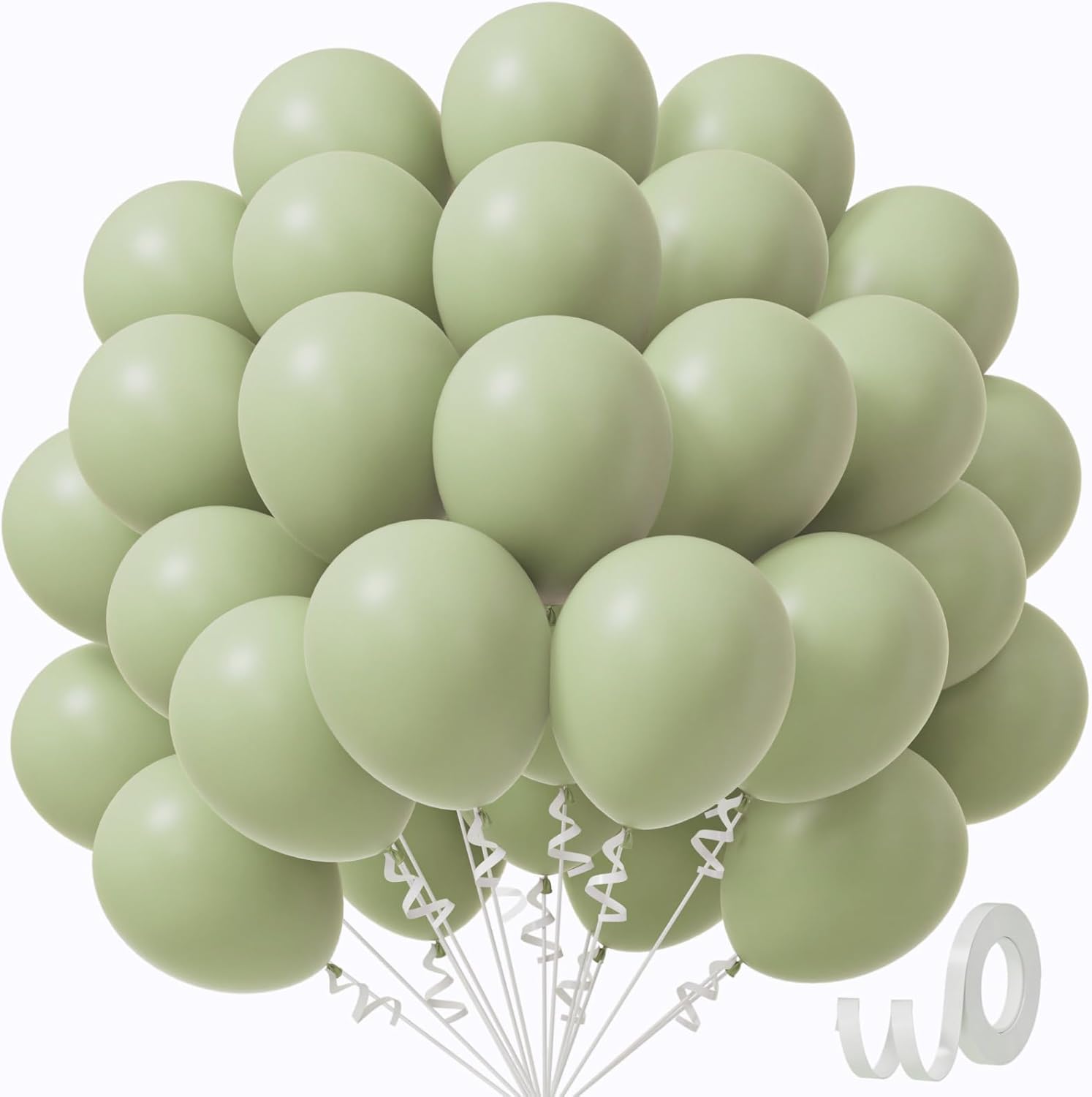 Sage Green Balloons - 12 Inch Dusty Green Party Balloons | 50pcs for Weddings & Celebrations