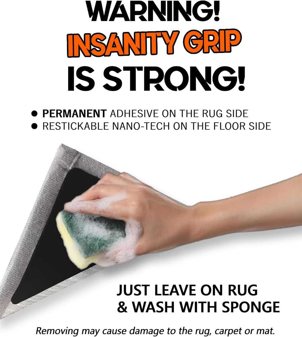 Skiennix Rug Tape - No Damage Grip for Hardwood & Cement Floors | 12 Pcs Non-Slip Carpet Pad