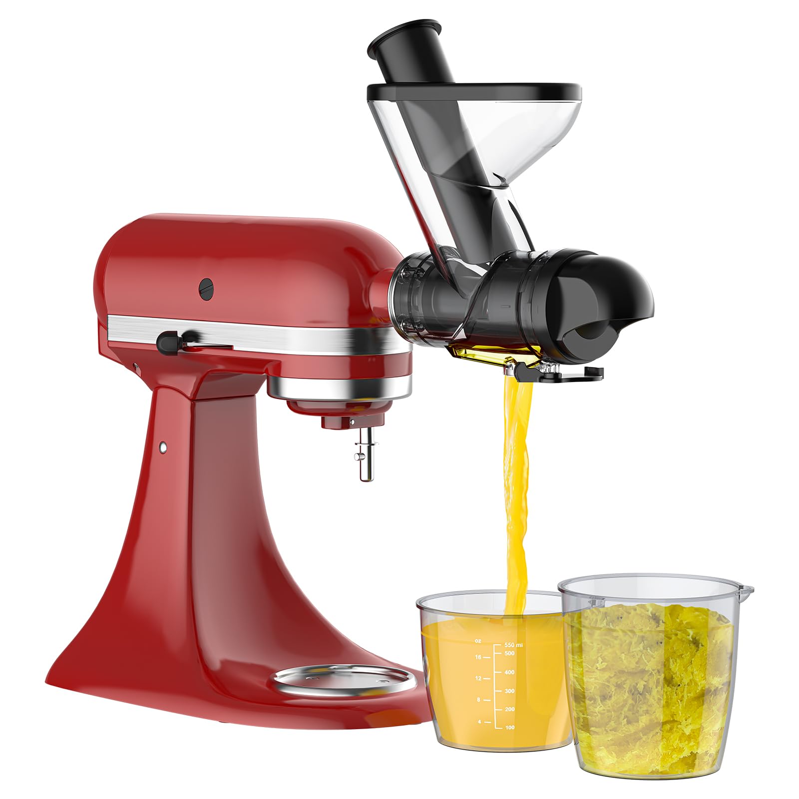 Masticating Juicer Attachment for KitchenAid Stand Mixer, Masticating Juicer, Slow Juicer Attachment for Kitchen Aid with Dual Feed Chute and Push Rod for Vegestables Fruits By HOZODO