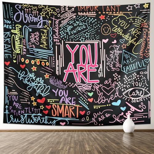 KJHL Colorful Motivational Quotes Tapestry Wall Hanging for Bedroom, 48x36 Inches