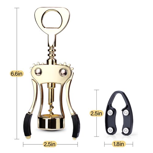 Drincarier Wine Opener, Zinc Alloy Premium Wing Corkscrew Wine Bottle Opener with Multifunctional Bottles Opener, Upgrade