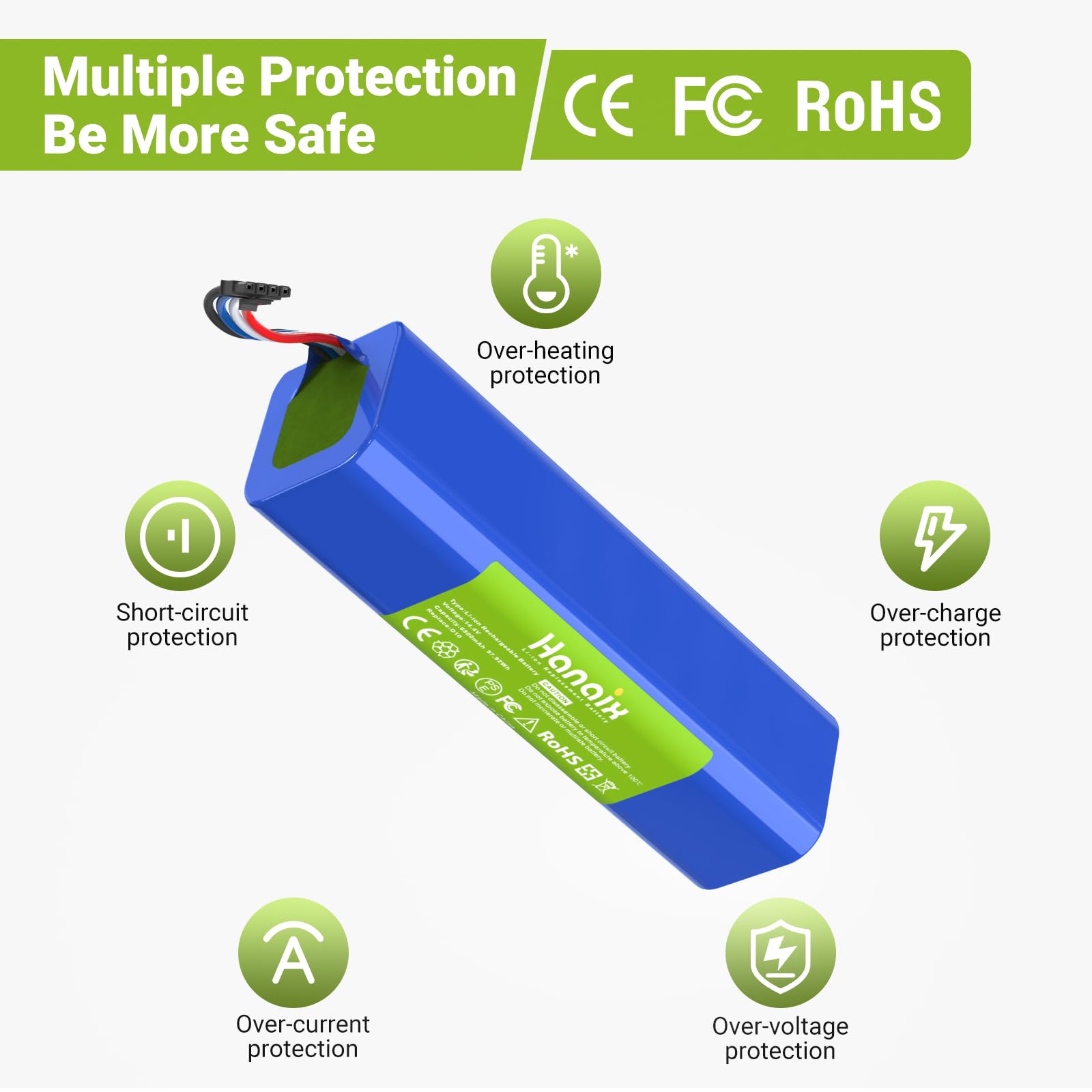 Hanaix 6800mAh 14.4V Vacuum Cleaner Battery for Dreame D9,D9 Pro, D9 Max,D10,D10 Plus, L10 Pro, L10 Plus,L10S Ultra, D10s, L10s RLS5-BL0, F9, Z10 Pro, RLS5-BL0, RVS5-WH0, RL55L-BL0, RLS5-WH0