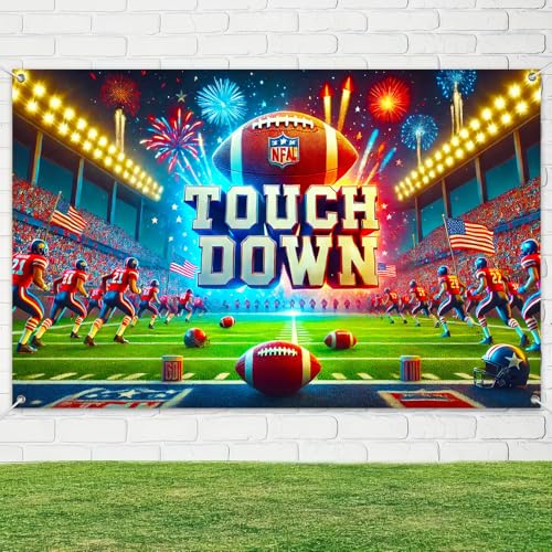 BlissYard Football Game Day Backdrop 71x43 Inch with Fireworks