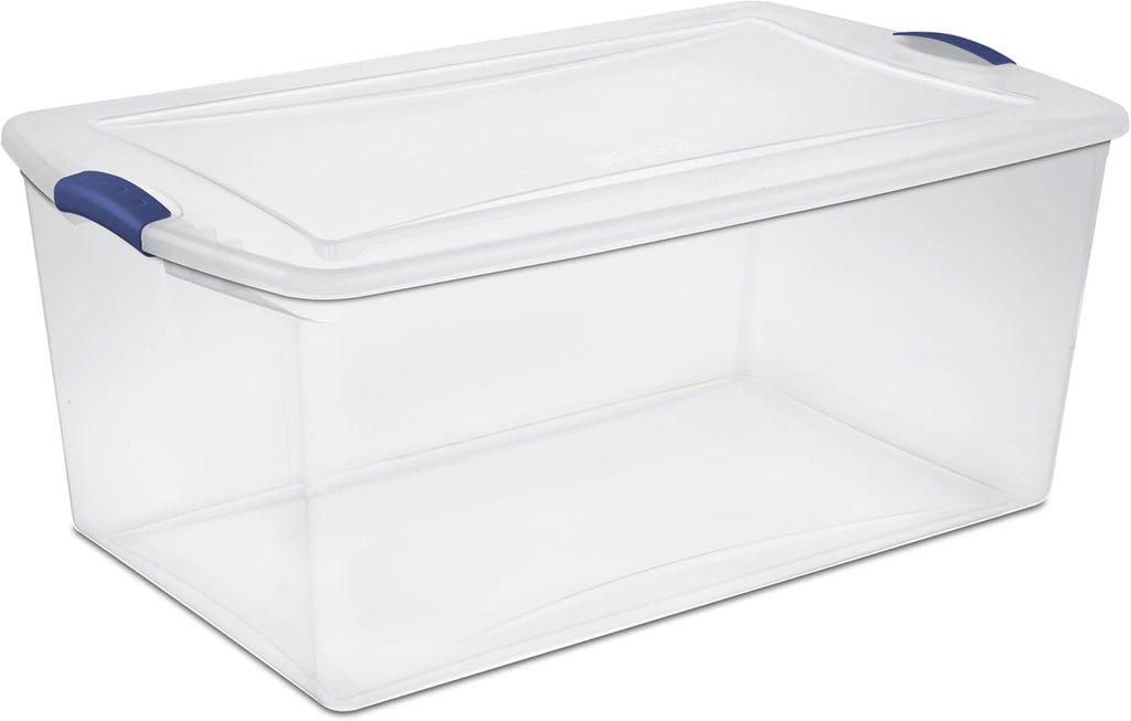 Regine Switzerland 105 QT Transparent Storage Box - Stackable with Blue Lock Mechanism | Ideal for Household & Seasonal Items