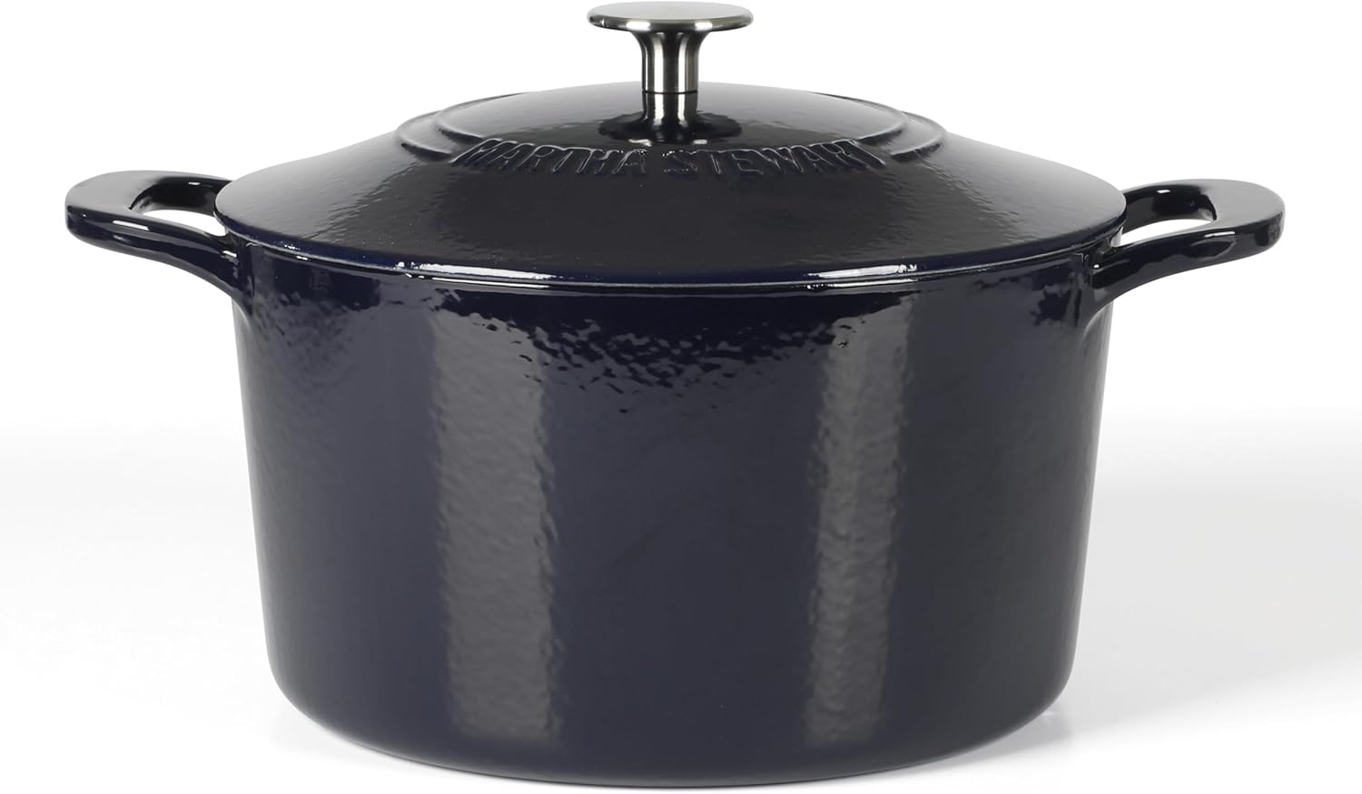 Martha Stewart Gatwick 7 QT Enamel Cast Iron Dutch Oven - Navy Blue, Durable for Slow Cooking & Baking