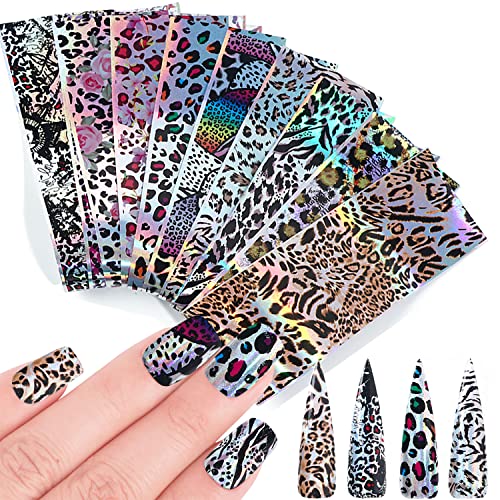 Leopard Nail Foil Transfer Stickers - 10 Sheets Laser Print Decals