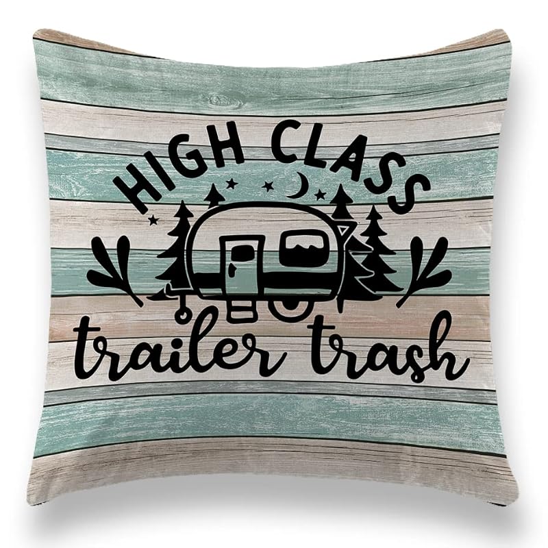 TNUW Camper Throw Pillow Cover 18x18 inch - Soft Decorative Cushion for Sofa, RV, Car
