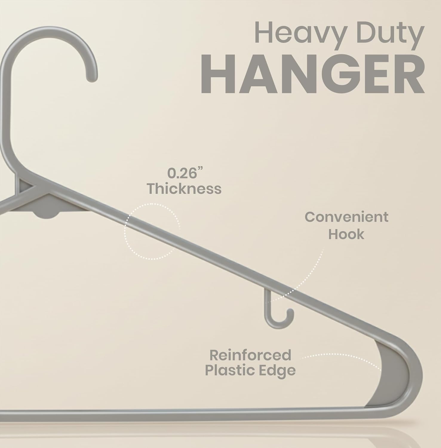 Utopia Home Plastic Hangers 30 Pack - Durable Space-Saving Clothes Hangers with Hooks (Grey)